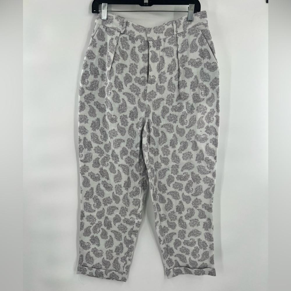 Stevie May paisley leaf grey pants trousers size L